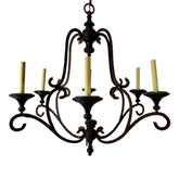 Chandelier, Oxidized Metal,  Six Arm, Black Candle Cups, Sku: 021721